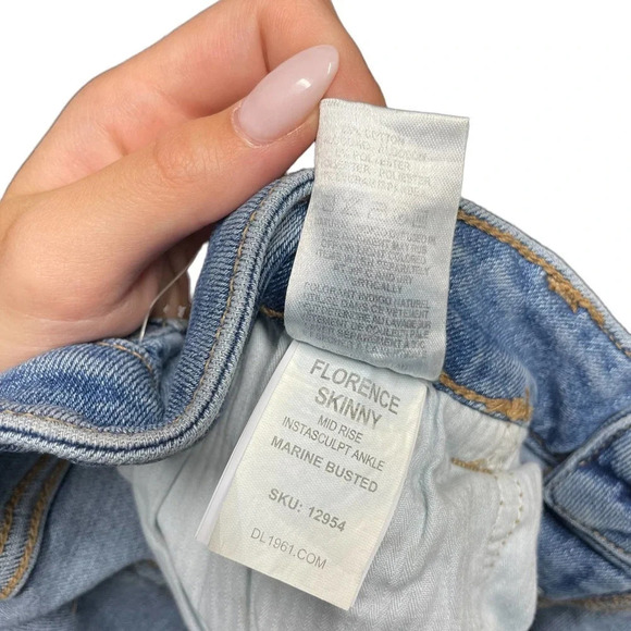 DL1961 Florence Instasculpt Ripped Ankle Skinny Jeans In Marine Busted Size 18W - Picture 12 of 12